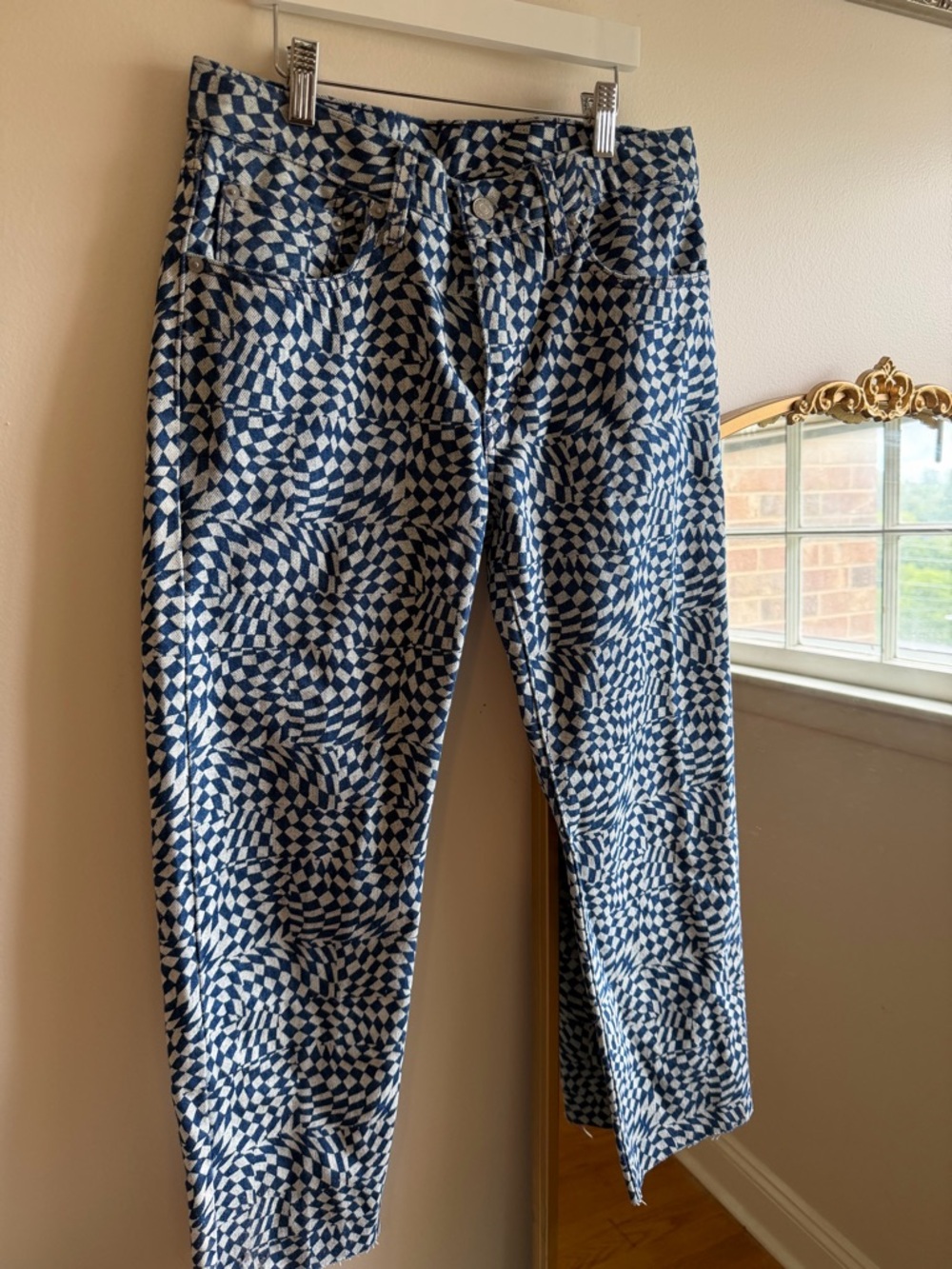Levi's Blue and White Geometric Print Jeans